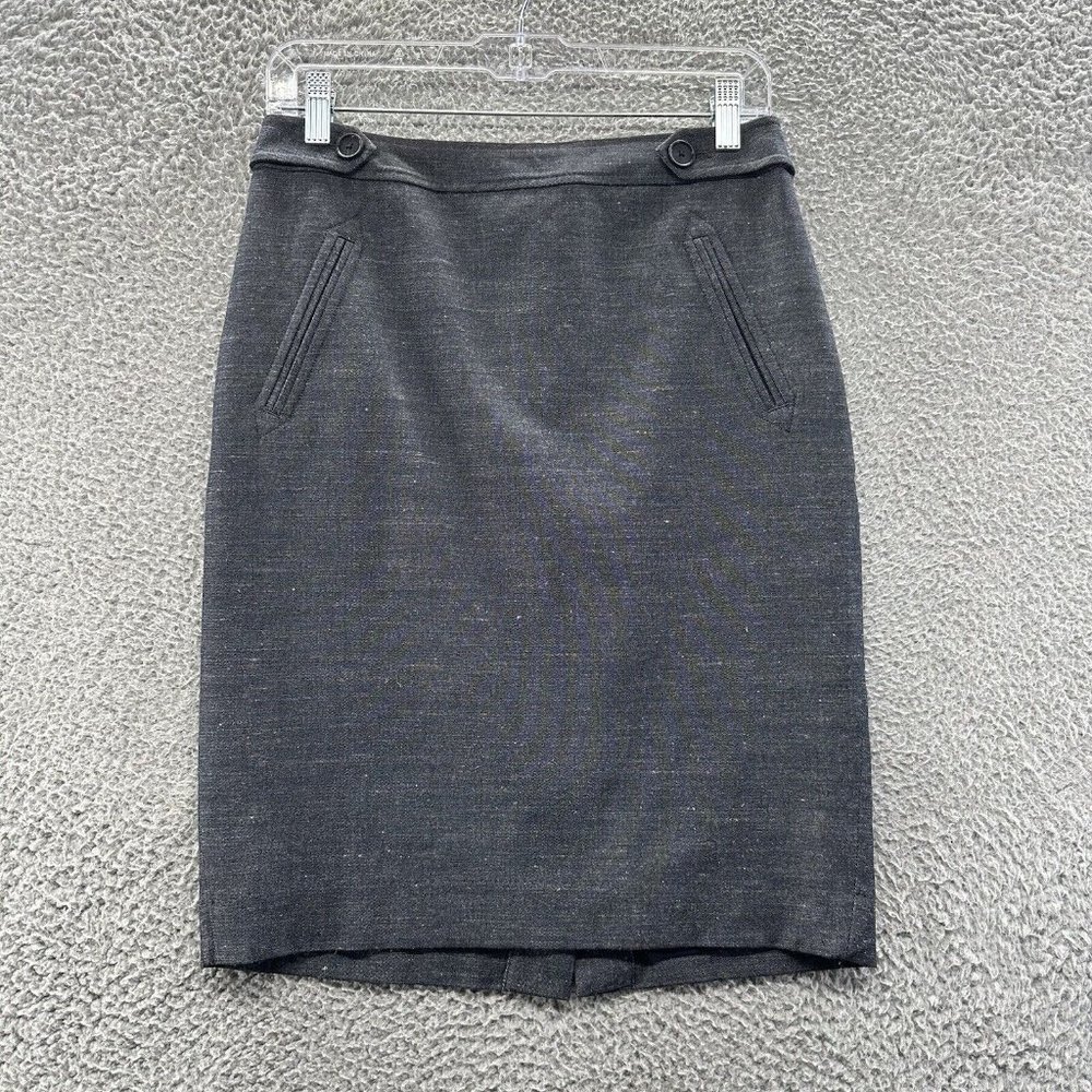 LOFT Skirt Women's Size 4 Gray Pencil Skirt Back Slit‎ Ladies Size 4